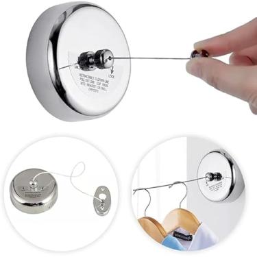 Imagem de Varal Retrátil De Parede 3 Metros Banheiro Lavanderia Aço Inox