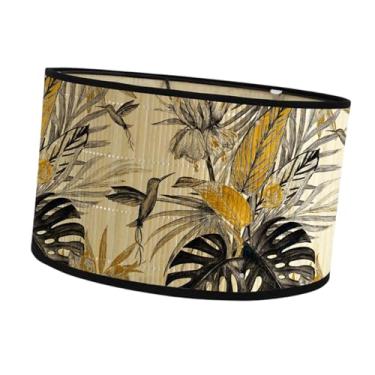Imagem de Bothyi Abajur com estampa de tambor, capa de abajur redonda de bambu, de mesa rústico para casa, pendente para ilha de cozinha, restaurante, berçário, Style B