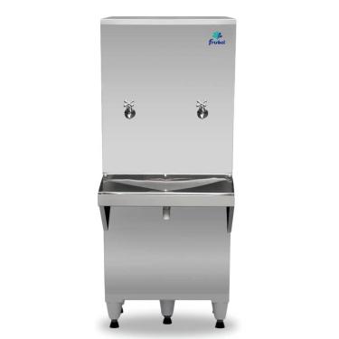Imagem de Bebedouro Industrial de Coluna Frisbel 50 Litros 1 Torneira Gelada e 1 Natural Inox - 110V
