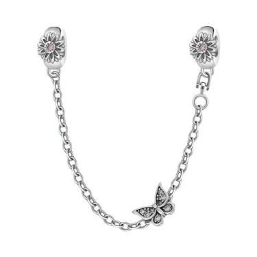 Imagem de Berloque De Prata 925 Com Margarida, Borboleta E Coração Para Pulseira