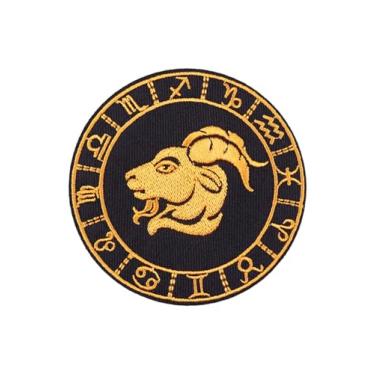 Imagem de Ruoming Ruoming 1 peça de remendos decorativos de constelação bordados a ferro, suporte adesivo, para roupas e acessórios (Capricórnio)