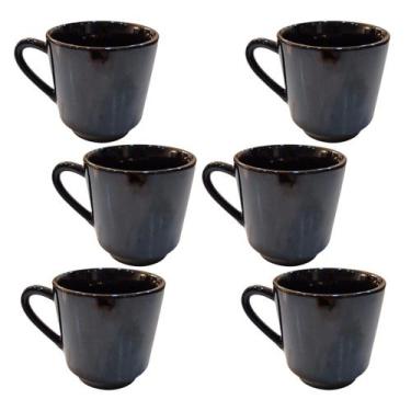 Imagem de Jogo De 6 Canecas De Porcelana Lisa Para Chá E Café 200ml - PORCELANAS