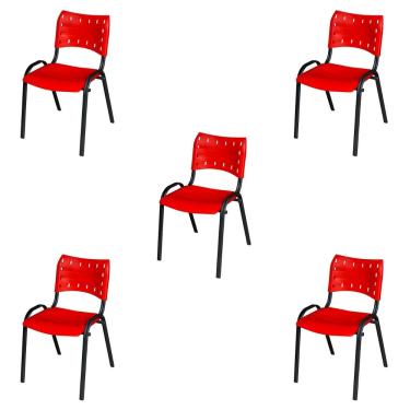 Imagem de Kit 5 Cadeira ISO Tubo Oblongo Aço Industrial Empilhavel