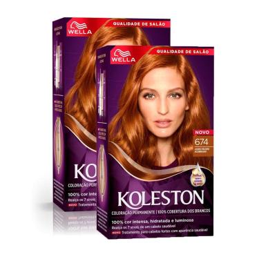 Imagem de Kit 2 Tintura Creme Koleston Wella Chocolate Acobreado 674