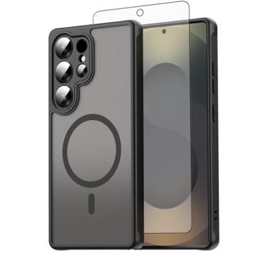 Imagem de Asuwish Capa de telefone para Samsung Galaxy S25 Ultra 5G, compatível com Magsafe Magnetic, translúcido fosco anti-impressão digital, capa protetora à prova de queda S25Ultra 25S S 25 25Ultra 6.9 2025