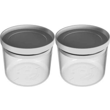Imagem de Conjunto 2 Potes Herméticos 1L Porta Mantimentos com Tampa Plástico Cinza Soprano