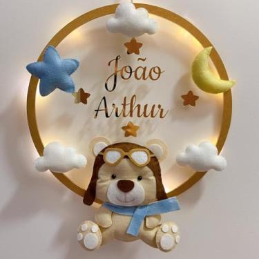 Imagem de Porta Maternidade Aviador Acrílico e Espelho Led