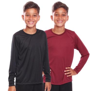 Imagem de Kit 2 Camisetas Infantil Unissex Manga Longa Proteção Solar UV +50 Praia Piscina-Unissex