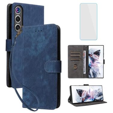 Imagem de IUQXU Capa para celular ZTE Nubia Red Magic 10 Air com protetor de tela [bloqueio RFID] Capa de celular feminina masculina e de couro para celular RedMagic 10 Air 10Air Blue