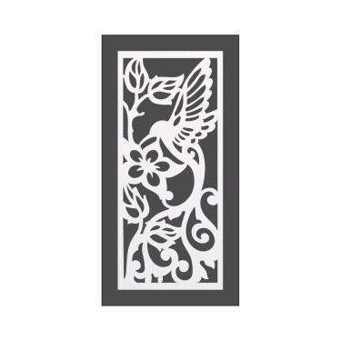 Imagem de Quadro Decorativo Branco Mdf Beija-Flor Tribal 40X20Cm