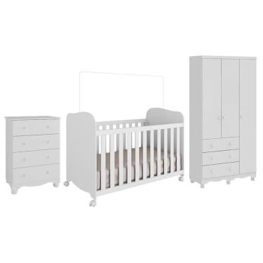 Imagem de Dormitório Infantil Júnior Guarda Roupa 3 Portas, Cômoda e Berço Uli - Móveis Peroba