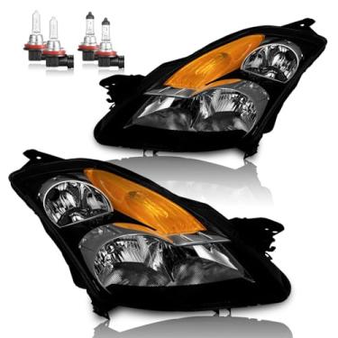 Imagem de KarSpareHub Farol para Nissan Altima 4DR 2007-2009 preto alojamento refletor âmbar substituição lado do motorista e do passageiro