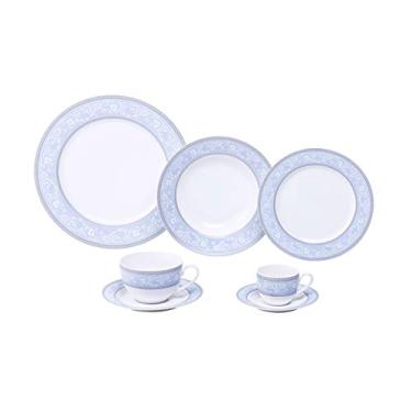 Imagem de Aparelho De Jantar 42pc De Porcelana Super White Garden Mail Box Lyor Branco E Azul Único