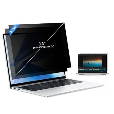Imagem de MOBDIK Filtro de tela de privacidade para laptop de 14 polegadas para proporção de 16:9, antirreflexo, anti-espião, bloqueio de UV - pacote com 2