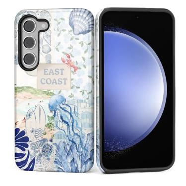 Imagem de Kapadiy Capa para Samsung Galaxy S24 FE [Design Colagem Retrô Etiqueta Tartaruga do Oceano Fresco] - Proteção Dupla Híbrida (Silicone + PC Rígido) Capa Protetora à Prova de Choque para Homens e