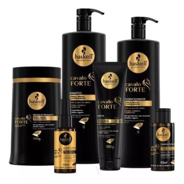 Imagem de Kit Haskell Cavalo Forte Shampoo Condicionador 1kg Máscara 900g Comple