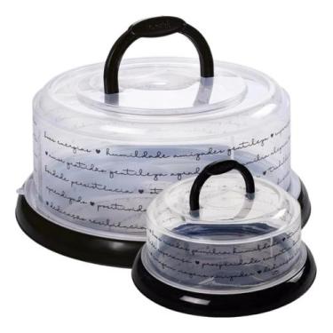 Imagem de Kit Boleira Base Bolo Queijeira Porta Queijo Preta Plasutil - Plasútil