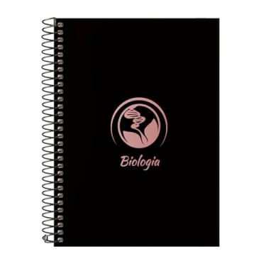 Imagem de Caderno Colegial 15 Matérias Profissões Biologia (Preto e Rosê)