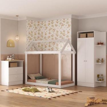 Imagem de Quarto Infantil com Cama Montessoriana e Colchão Incluso Encanto Multimóveis Mx4284 Branco