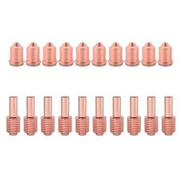 Imagem de KEMAO 10 peças 220671 bocal de corte mecanizado por plasma e 10 peças 220669 pontas de eletrodo de plasma adequadas para consumíveis de tocha de corte de plasma PMX45