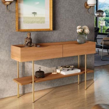 Imagem de Aparador Lukaliam Móveis Sala De Estar Ou Jantar Cairo C- 2 Gavetas C- Pés De Ferro