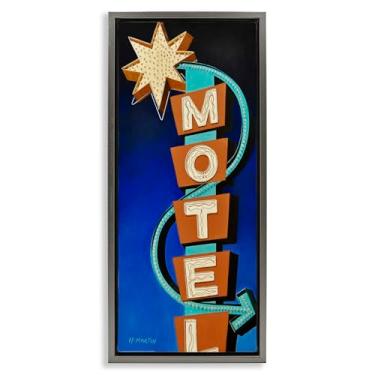 Imagem de Stupell Industries Design de arte de parede em tela flutuante cinza retrô Hotel Motel por Heidi Martin, 78 x 38 cm
