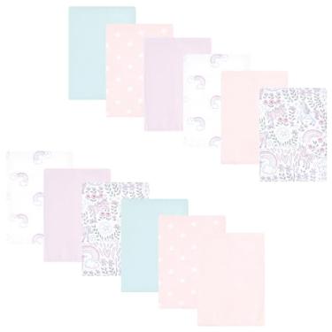 Imagem de Luvable Friends Hudson Baby Flanela Burp Panos, conjunto com 12 unidades, Unicórnio mágico, 14x20 inches