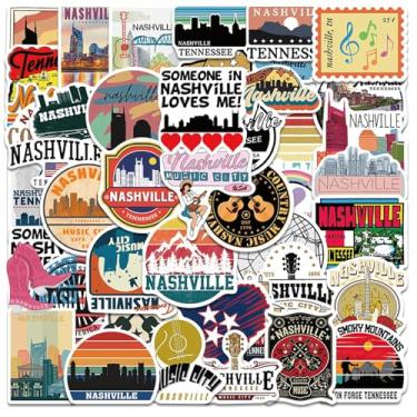 Imagem de 50 peças adesivos Nashville Tennessee, adesivos legais de viagem, adesivos de vinil à prova d'água para garrafas de água, laptop, bagagem, adolescentes adultos, teclados, mochilas, skates, bagagem