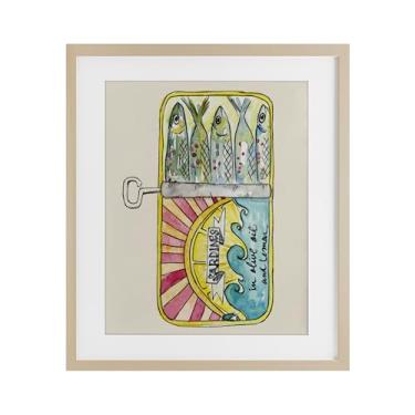 Imagem de Stupell Industries Impressão emoldurada em lata de sardinha pastel sob vidro por NOLA JAMES, 40 x 33