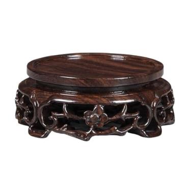 Imagem de Suporte de exibição de vaso redondo de ébano para tanque de peixes, vaso de flores, altar de vinho, ornamento, base, suporte de exibição (médio)