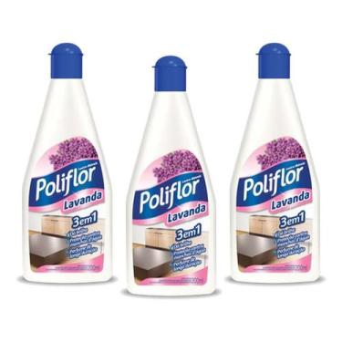 Imagem de Lustra Móveis Lavanda Poliflor Frasco 200ml Kit 3