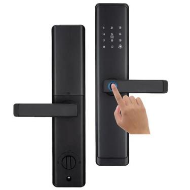 Imagem de Fechadura Eletronica Digital Biometria Wifi Cartao Aplicativo Chave Re