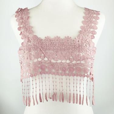 Imagem de YOOGCORETT 1 peça de apliques de renda bordada com apliques de flores para casamento, vestido de noiva, roupas, costura, bricolage, decorações de renda, rosa, 43 x 40 cm