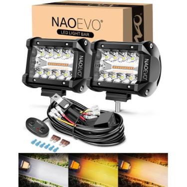 Imagem de Caminhão offroad LED Pod Lights NAOEVO de 10 cm, âmbar branco, pacote 