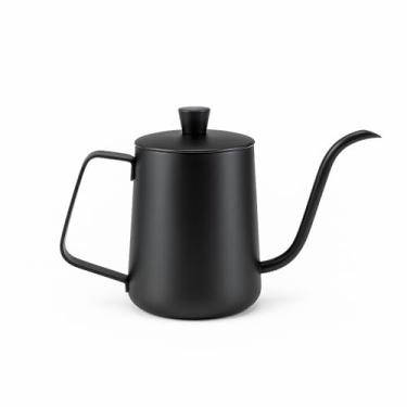 Imagem de Bule Inox Preto 600ml com Bico Fino Tipo Ganso – Ideal para Café e Chá