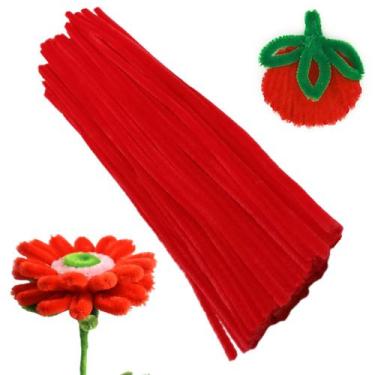 Imagem de Limpadores de cachimbo artesanais Apedoixy Red 100 peças 6 mm x 30 cm