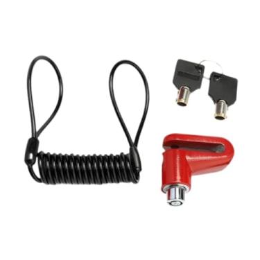 Imagem de oshhni Cadeado de freio a disco, cadeado antifurto portátil para freio a disco para bicicleta, acessórios elétricos, Vermelho Preto