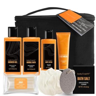 Imagem de BODY & EARTH Body & Earth Gift Baskets Para Homens Conjunto De Banho Com Aroma Cítrico Conjunto De Presente Para Banho E Corpo Com Loção Corporal, Sabonete Facial, Gel De Banho, Banho De Espuma, Buc