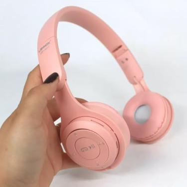 Imagem de Fone de Ouvido Bluetooth 4.2, Headphone Sem Fio com Microfone Integrado Confortavel Compativel com Android e IOS. (Rosa)