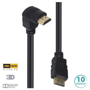 Imagem de Cabo Hdmi 2.0 4K Ultra Hd 3D Conexao Ethernet Com 01Conector 90O 10 Metros - H2090-10