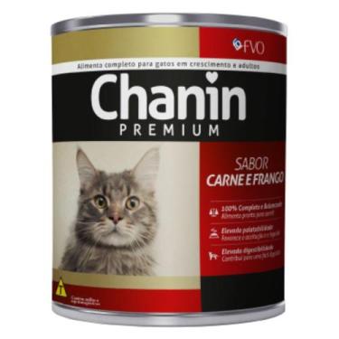Imagem de Ração Úmida Chanin Lata para Gatos Adultos Sabor Carne e Frango  280g 