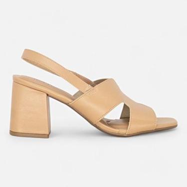 Imagem de Sandalia Beira Rio Conforto Salto Grosso Feminina Slingback, Nude, 38