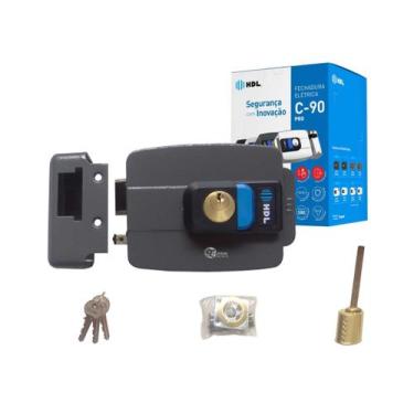 Imagem de Fechadura C90 HDL Eletrica Pro 12V Abre Fora Ajustavel Botao Acionamen