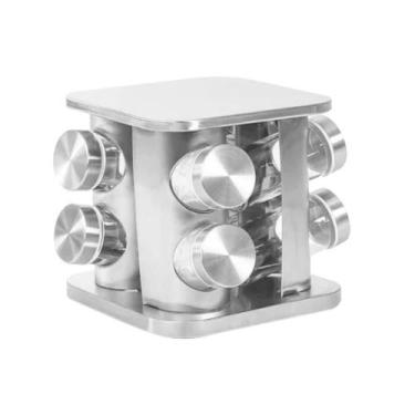 Imagem de Porta Tempero e Condimentos Giratório Inox 8 Compartimentos - RCN Dist