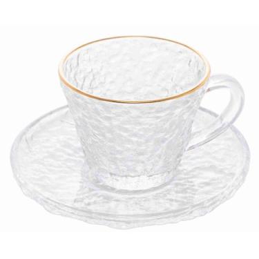 Imagem de Xícara Café c/ Pires Cristal Fio de Ouro Petra 180 ml Lyor