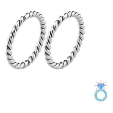 Imagem de Kit 2 Anel De Prata 925 Legitima Feminino 925 Torcido Delicado - ISA R