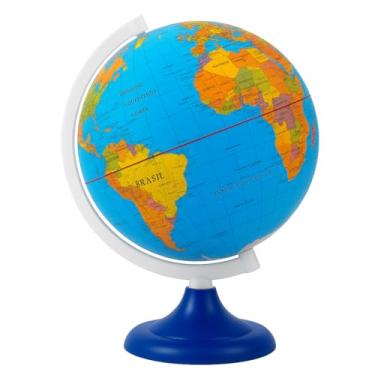 Imagem de Globo Terrestre Escolar Decorativo Giratório 8,5cm de Diâmetro Base Plástica azul Mapa Político Colorido