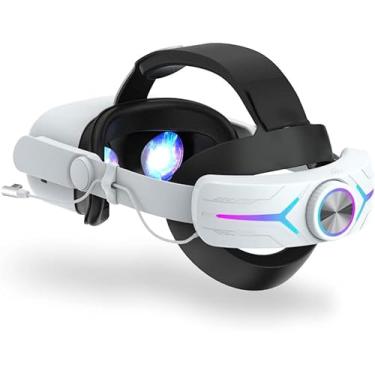 Imagem de Faixa de Cabeça com Bateria Recarregável 8000 mAh e Ajuste Ergonômico para Headset de Realidade Virtual Quest 2 (Branco)