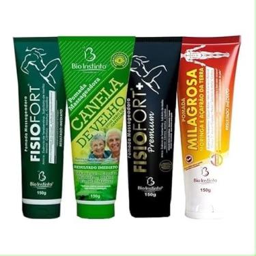 Imagem de Kit 4 Unidades Massageador, Pomada Verde, Milagrosa, Canela de Velho, Premium, 150g