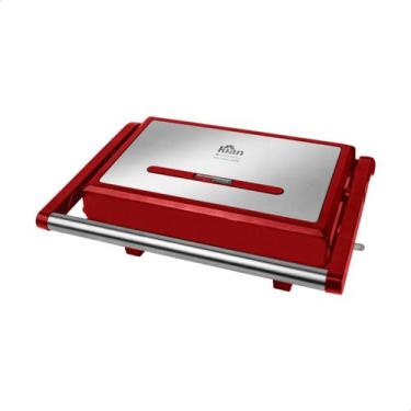 Imagem de Sanduicheira Elétrica Panini Kian 1200W Vermelha Grelha Tost, 110V